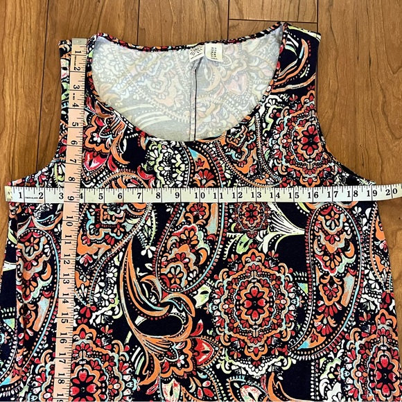 Artisan NY M L Women Multicolor Round Neck Sleeveless Midi Dress Paisley Stretch - Picture 4 of 9
